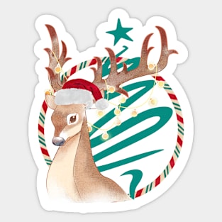 Merry Christmas Deer Sticker